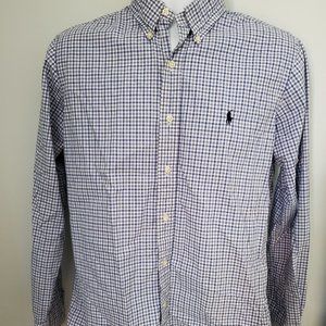 Ralph Lauren M long sleeve button down - white and blue plaid